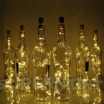2M 20-LED Medený Drôt String Svetlo s Fľaša Zátka na Sklo Plavidlá Fľaše, Svadobné Dekorácie, Vianočné string svetlá