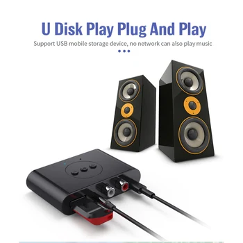 Bluetooth-Kompatibilné 5.0 Audio Prijímač NFC U Diskov RCA, 3.5 mm AUX, USB Stereo Hudby Bezdrôtový Adaptér S Mic Pre Reproduktora Automobilovej Súpravy
