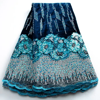 Nigérijský Oka Nežnej Čipky Textílie 2023 Najnovšie Afriky francúzsky Velvet Textílie s Flitrami pre Ženy, Svadobné Party Šaty Šiť A3463
