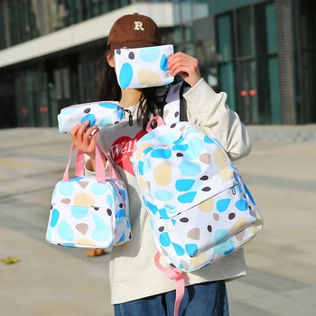 4 V 1 Ženy Batoh Moderný Dizajn Školské tašky pre Dievčatá Veľkú Kapacitu Cestovné Batohy Multifunkčné Nepremokavé Bookbags
