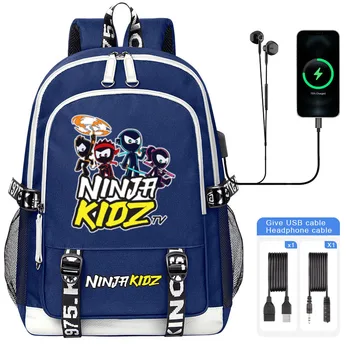 NOVÁ Ninja Kidz Cartoon Chlapec Dievča Školské Tašky Pre Deti, Študentov Batoh Teenager, USB Nabíjanie Prenosného počítača, Knihu Taška Mochila