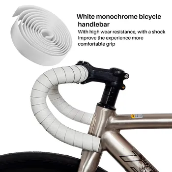 Cestný Bicykel Bicykel Korku Riadidlá Bar Grip Zabaliť Pásku + 2 Bar Zástrčky-Biela