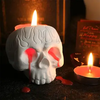 Lebka Jar Silikónové Formy na kvetináče Formy Aromaterapia svietnik Crystal Kvapka Lepidla Sviečkový Formy Halloween Dekorácie