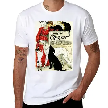 Nové CLINIQUE CHERON Zvierat, Klinika tým, Theophile Steinlen c1905 Vintage Reklame Art T-Tričko, Blúzka vybavené tričká pre mužov