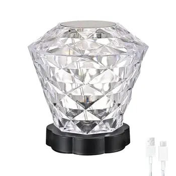 Crystal Stolná Lampa Nočnom Stolíku Stolná Lampa S Rose Tieň A Dotykové Ovládanie Dobíjacia A Pohodlné Crystal Lampa Pre Život