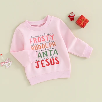 Batoľa Detská Dievča Oblečenie, Mikiny Vianočný List Santa Tlač Dlhý Rukáv Pulóver Roztomilý Novorodenca Zimné Oblečenie