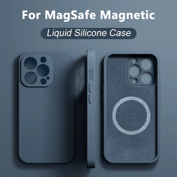Originálne Tekuté Silikónové puzdro Pre iPhone 15 13 12 11 14 Pro Max Mini XS XR X 8 Plus Pre Magsafe Bezdrôtové Nabíjanie Magnetické Prípadoch