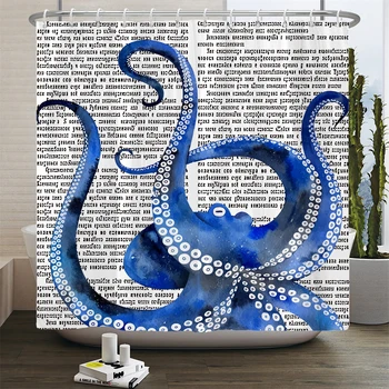 Zábavné Umenie Octopus Vytlačené Sprchový Záves Umývateľný Kúpeľňa Opony Dekoratívne Nepremokavé tkaniny Tkaniny Vaňou Displej s Háčikmi