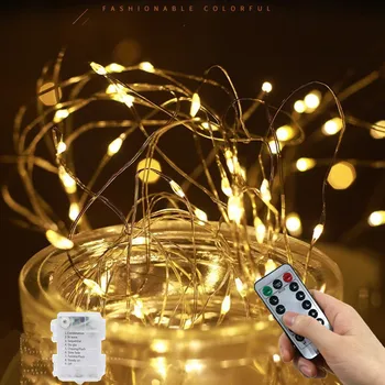 Garland Víla Svetlo Diaľkové Ovládanie Vianočné Svadobné Party Dekorácie 3 AA Batérie 8 Režim LED Vodotesný Medený Drôt String Lampa