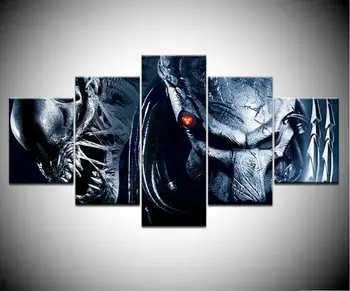 Alien vs Predator plátno na Stenu Umenia, Tlače, Plagát Domova 5 Panel HD Tlač Obrázkov Nie Zarámované 5 Kusov Obrazov Izba Dekor