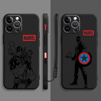 Deadpool Kapitán Amerika Námestie Kvapaliny Telefón puzdro Pre Apple iPhone 14 13 12 11 Pro Max 13 12 Mini XS XR X 7 8 6 6 5 5 Plus