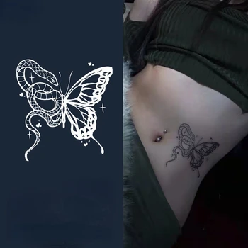 Šťava Tetovanie Nálepky Tmavé Modelky Y2k Motýľ Hadí Kráľ Rameno Hrudníka Nepremokavé Dočasné Tetovanie Nálepky Falošné Tetovanie pre Ženy