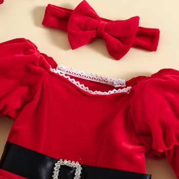 ZZLBUF Deti Dievča Vianočné Oblečenie s Dlhým Rukávom Hviezdy Patchwork Šaty s Lukom hlavový most pre Cosplay Party